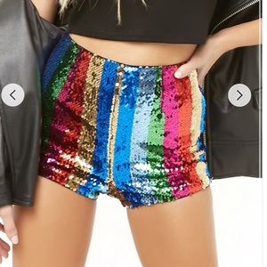 Rainbow Sequin Shorts